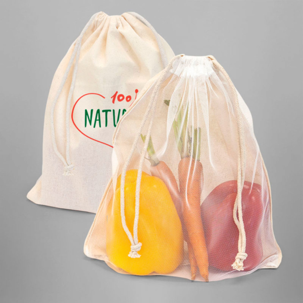 COLOMBO – Obst- und Gemüsebeutel aus Baumwolle mit Nylon-Netz