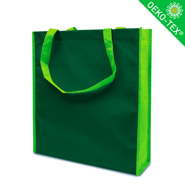 53 Lisboa Einkaufstasche mit Boden- und Seitenfalte - dunkelgrün-hellgrün